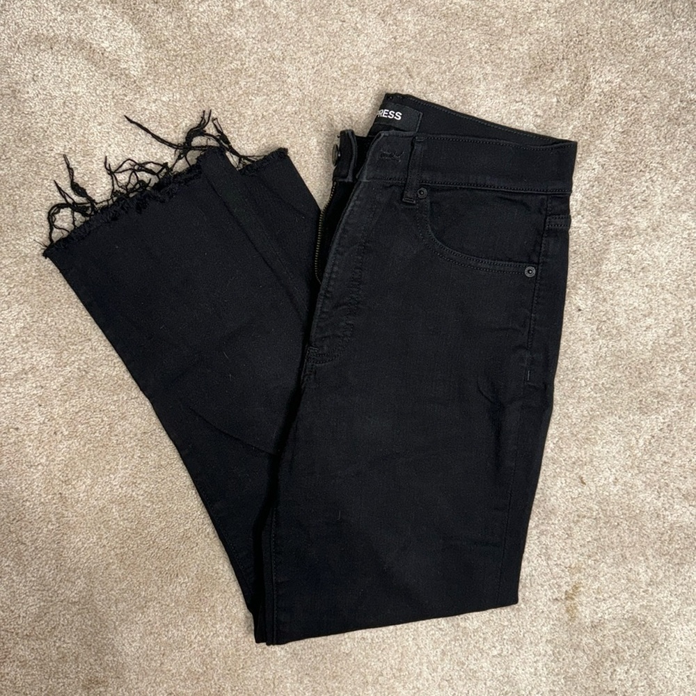 Black Denim cropped flare